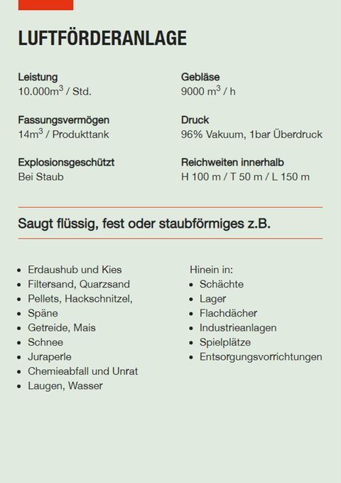Saugbagger Darmstadt - Technische Daten LFA